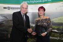 Cllr Ashton with Volunteer of the Year Helen Thornhill