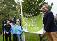 Councillor Damien Greenhalgh (right) at the Memorial Park when it was awarded a Green Flag last year.