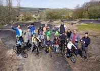 Councillor Damien Greenhalgh (second right) joined cyclists and volunteers at the new pump track in Bankswood Park