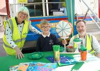 Councillor Jean Todd with pupil Vinny and Jason Taylor from AES