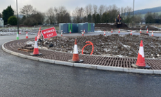 Construction of the roundabout on the A6 at Fairfield Common