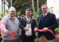 Council Leader Councillor Anthony Mckeown, High Peak Mayor Councillor Ollie Cross, and Deputy Leader Councillor Damien Greenhalgh cut the ribbon to officially re-open the Conservatory and the Pavilion Gardens.